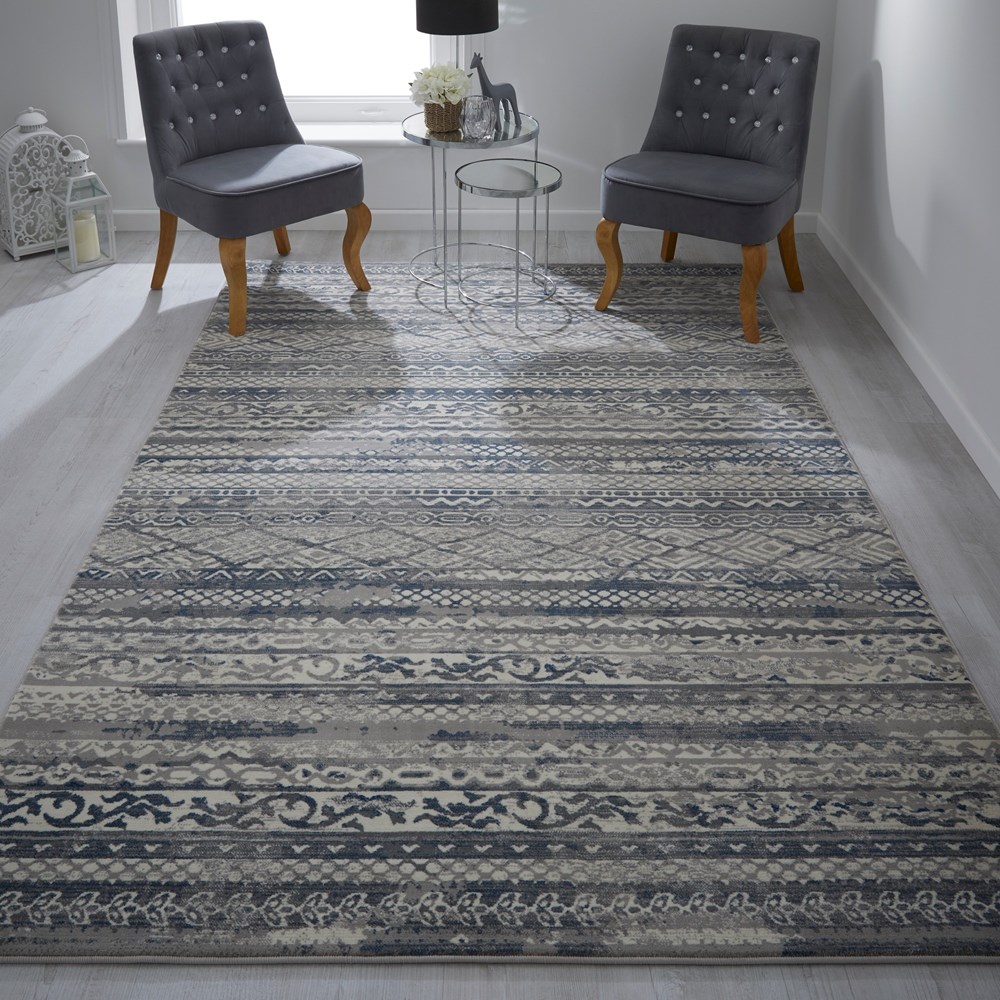 Kendra 7153H Traditional Abstract Rug in Grey